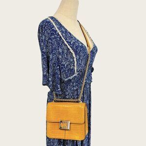 Michael Kors 35F1G6SS1E Sonia Sm Crocodile Embossed MARIGOLD